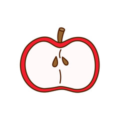 Hand-drawn apple on a transparent background. Isolated vector illustration of juicy fruit