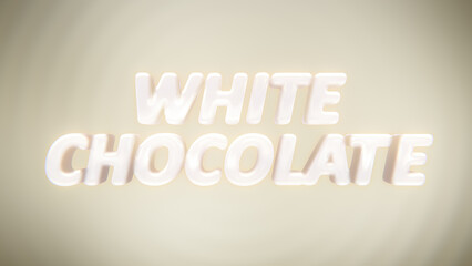 Text White Chocolate on background milk