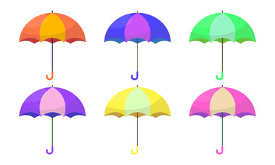 Vector coloured umbrellas collection. Vector illustration