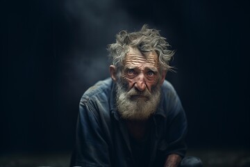 Obraz premium old man with an expressionless face posing for the camera