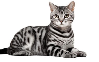 American Shorthair Cat on Isolated Background. Generative AI