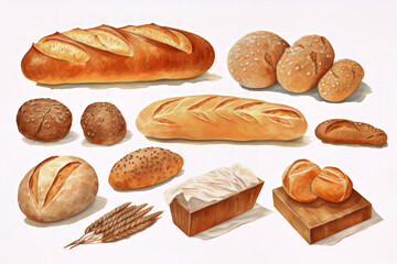 Various types of delicious looking bread