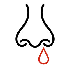 Bleeding from nose, nosebleed drops blood flow from nose - obrazy, fototapety, plakaty