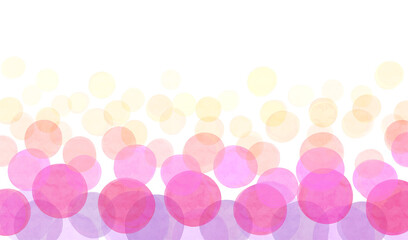 水彩で描いた水玉模様　ピンク系