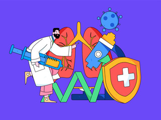 Doctor doing medical examination for patient flat vector concept operation hand drawn illustration
