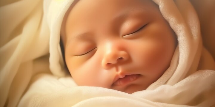 illustration of cute baby is sleeping, generative AI