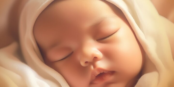 illustration of cute baby is sleeping, generative AI