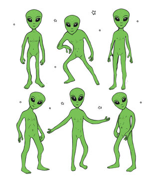 green aliens vector drawing