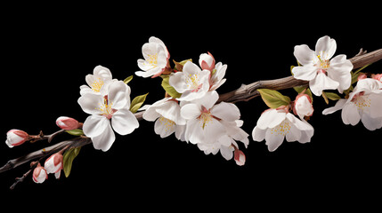 Branch of the blossoming sakura with white flowers