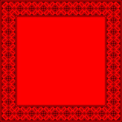 Vector illustration of Ukrainian ornament in ethnic style, identity, vyshyvanka, embroidery for print clothes, websites, banners. Background. Frame for text