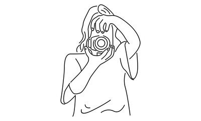 line art of photographer taking pictures