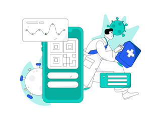 Doctor doing medical examination for patient flat vector concept operation hand drawn illustration
