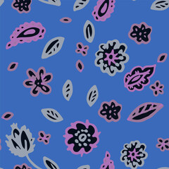 Flowers and leaves seamless pattern floral print