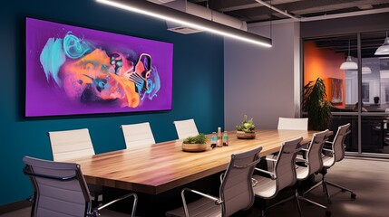 creative vibrant interior design modern office interior ideas concept comercial space interior corporate office space meeting modern colorful style  interior design background,ai generate
