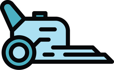 Robot lawn mower icon outline vector. Agriculture equipment. Care machinery color flat