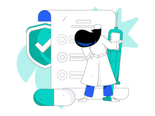 Doctor doing medical examination for patient flat vector concept operation hand drawn illustration
