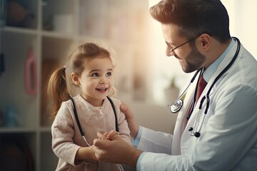 pediatrician taking care of a little girl - medicine healthcare concept created using generative AI tools - obrazy, fototapety, plakaty