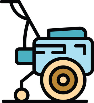 recommend clip art: Combine cultivator icon outline vector. Farm machine. Agriculture equipment color flat