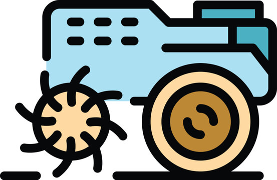 recommend clip art: Grass cultivator icon outline vector. Farm machine. Agriculture equipment color flat