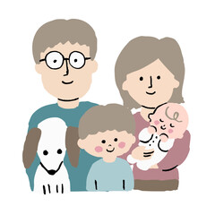 若い夫婦と子どもとペット