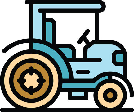 recommend clip art: Tractor icon outline vector. Farm machine. Harvest equipment color flat