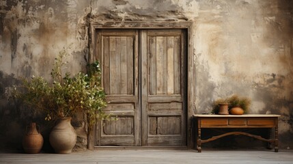 Fototapeta na wymiar Generative AI - Veiled Nostalgia: Rustic Wooden Door