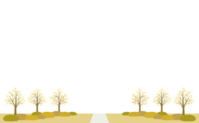 銀杏並木のイラスト　横長