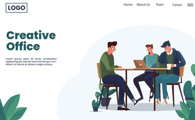 flat vector of man doing work in working space for landing pages
