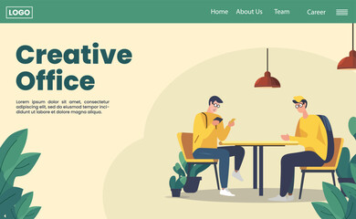 flat vector of man doing work in working space for landing pages