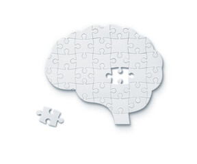 Jigsaw puzzle in shape of human brain, PNG file, cut out, with transparent background - 633965510