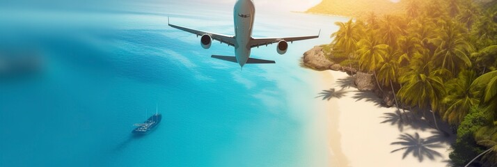 Concept of airplane travel.  - obrazy, fototapety, plakaty