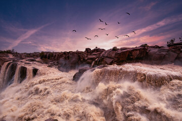 Augrabies water fall, raging water and full color sunsets