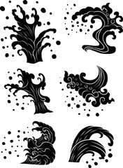 Chinese cloud vector for coloring book and printing on white background.Traditional Japanese culture element for tattoo design and idea.