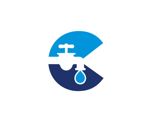 Letter C and Faucet Logo Design 001