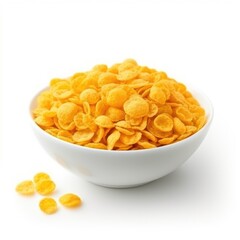 Corn flakes on plain white background - product photography