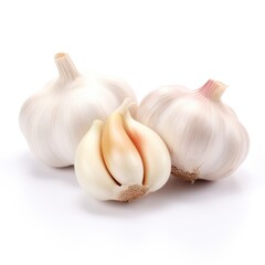Garlic on plain white background - product photography