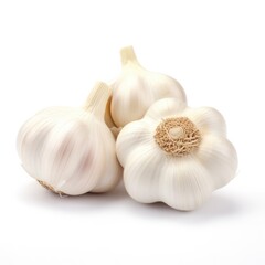 Garlic on plain white background - product photography