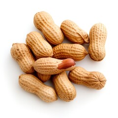 Peanuts on plain white background - product photography