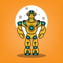 amazing futuristic cute mecha robot mascot logo icon design