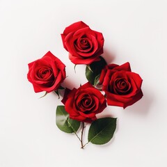Red Roses on plain white background - product photography