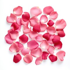 Rose Petals on plain white background - product photography