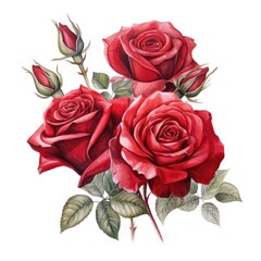 Red Roses on plain white background - product photography