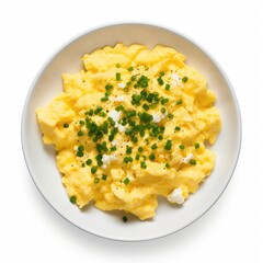 Scrambled Eggs on plain white background - product photography