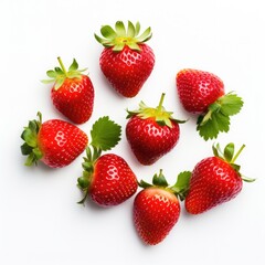 Strawberries on plain white background - product photography