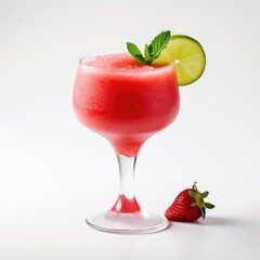 Strawberry Daiquiri on plain white background - product photography