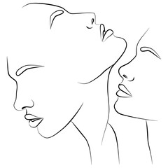 Portrait by line. Drawing of a woman.