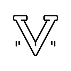 Black line icon for v letter 