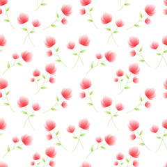 seamless pattern with pink flowers