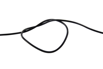 Black wire cable of usb and adapter isolated on white background.Electronic Connector.Selection focus.