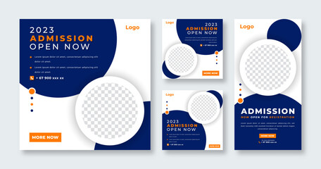 School Education Admission Social Media Post for Online Marketing Promotion Banner, Story and Web Internet Ads Flyer